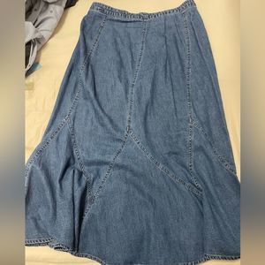 VINTAGE DENIM SKIRT A-Line Midi Size 10